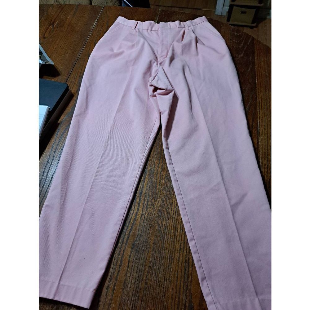Vintage Size 14 Chic Pink Pleated Front and Leg High Waist Pants with Pockets